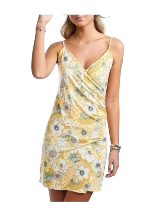 O'Neill Dresses & Skirts - O'Neill L yellow floral faux wrap mini dress